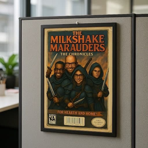 Pixel hero on a poster